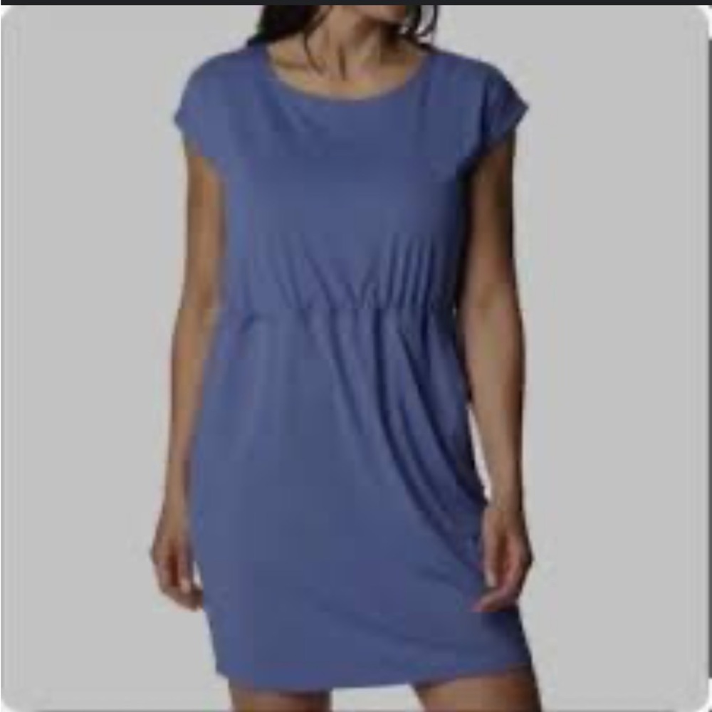 Columbia Short Sleeve Navy Athletic Dress Drawstring Waist Pockets Casual Large